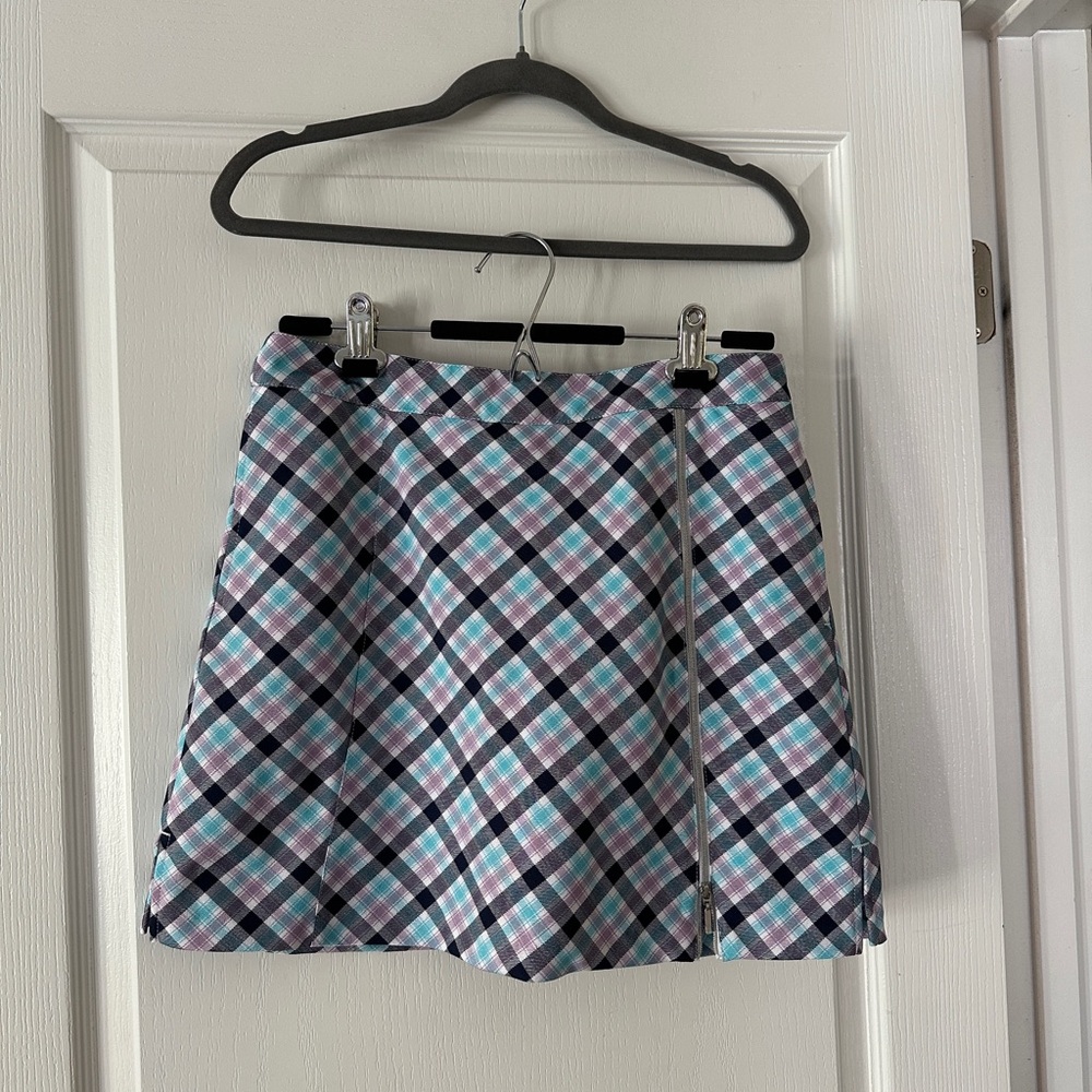 Lady Hagen Blue and Pink Plaid Mini Skirt
